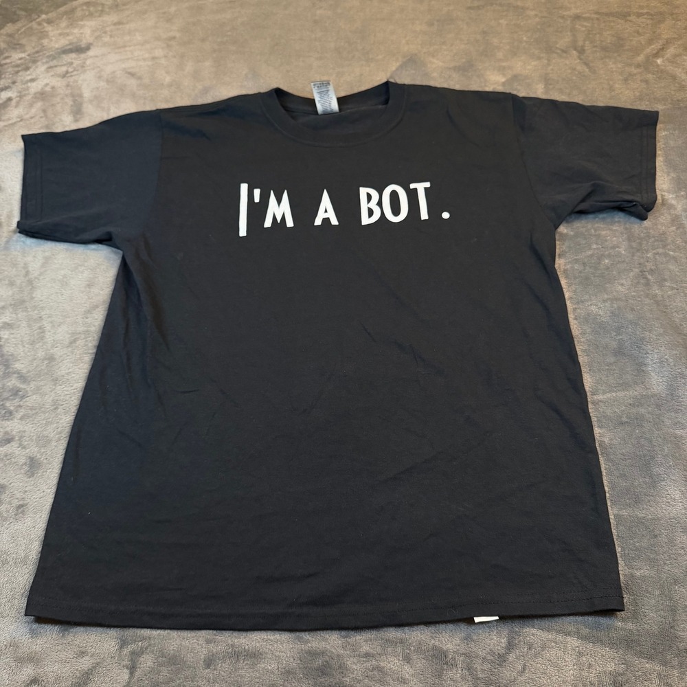 Gildan Kids XL Black I'M A BOT Graphic T-Shirt Heavy Cotton Short Sleeve Tee